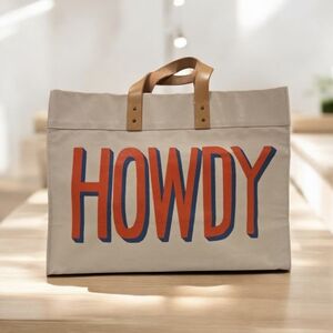 CB Station Canvas Tote Bag HOWDY TOTE With Leather Handle